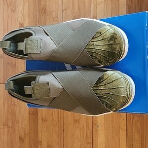 Adidas ORIGINALS SUPERSTAR Slip On Olive Green Women’s Sz 10